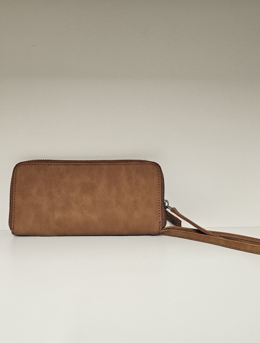 Free People Vegan Camel Color Zip-Around Wristlet Wallet